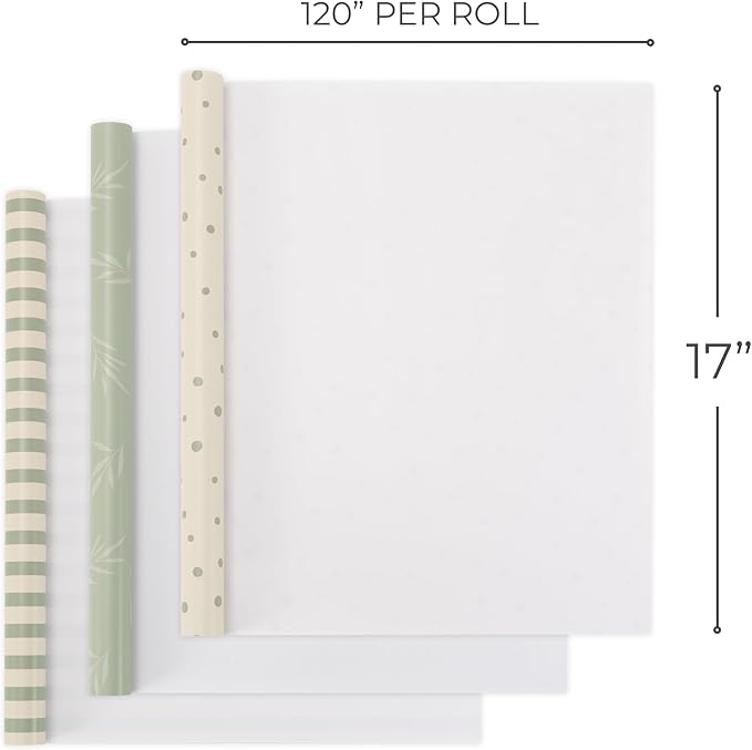 Beautiful Gift Wrapping Paper Rolls for All Occasions - Set of 3 Quality Rolls For Wedding, Birthday, Baby Shower & Christmas - Add a Touch of Magic to Every Gift You Wrap - 17 x 120 in