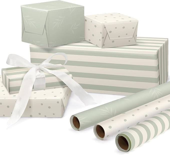 Beautiful Gift Wrapping Paper Rolls for All Occasions - Set of 3 Quality Rolls For Wedding, Birthday, Baby Shower & Christmas - Add a Touch of Magic to Every Gift You Wrap - 17 x 120 in