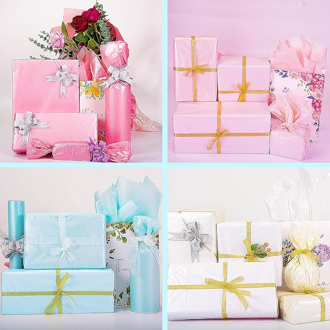 60 Sheets Tissue Paper, 6 Metallic Colors Tissue Paper for Gift Bags and Wrapping, Glitter Wrapping Tissue Paper Bulk, Gift Wraps for Holiday, Birthday, Party Decor, Weddings, Baby Shower