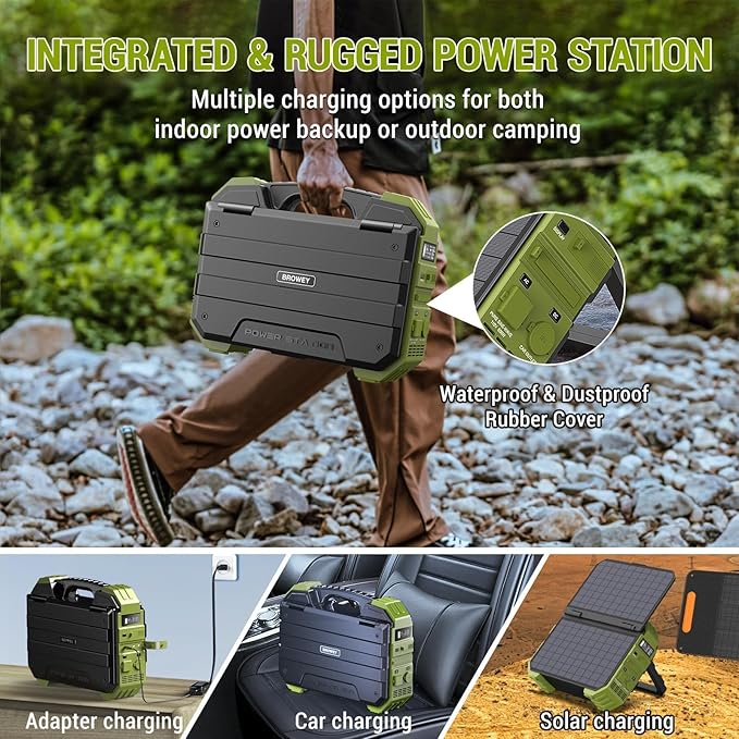 Built-in Solar Panel| 614WH/192,000mAh LiFePO4 Battery